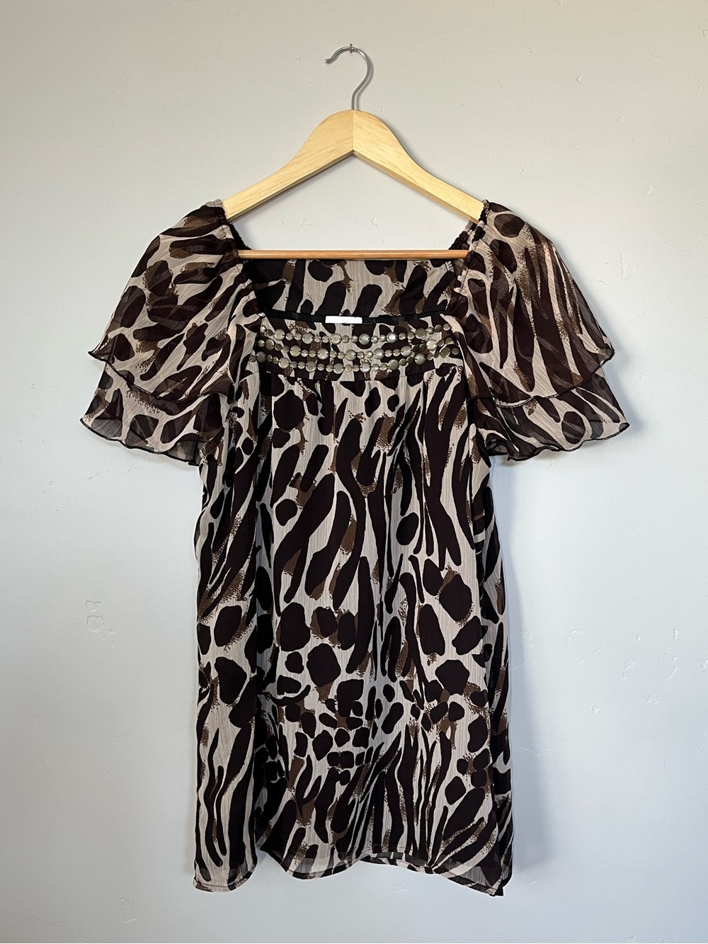 Jaclyn Smith | Brown Tan Short Sleeve Blouse
